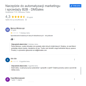 Narzędzie do automatyzacji marketingu i sprzedaży negatywna opinia na temat usługi