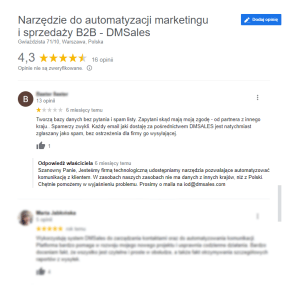 Narzędzie do automatyzacji marketingu i sprzedaży negatywna opinia na temat usługi