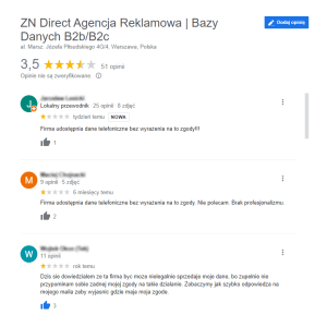 ZN Direct Agencja Reklamowa negatywna opinia na temat usługi