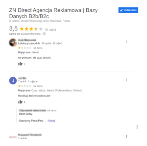 ZN Direct Agencja Reklamowa negatywna opinia na temat usługi