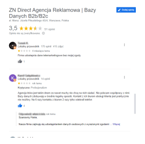 ZN Direct Agencja Reklamowa negatywna opinia na temat usługi