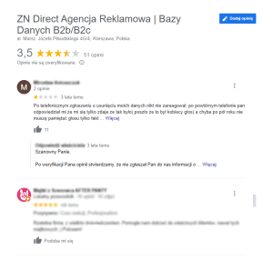 ZN Direct Agencja Reklamowa negatywna opinia na temat usługi